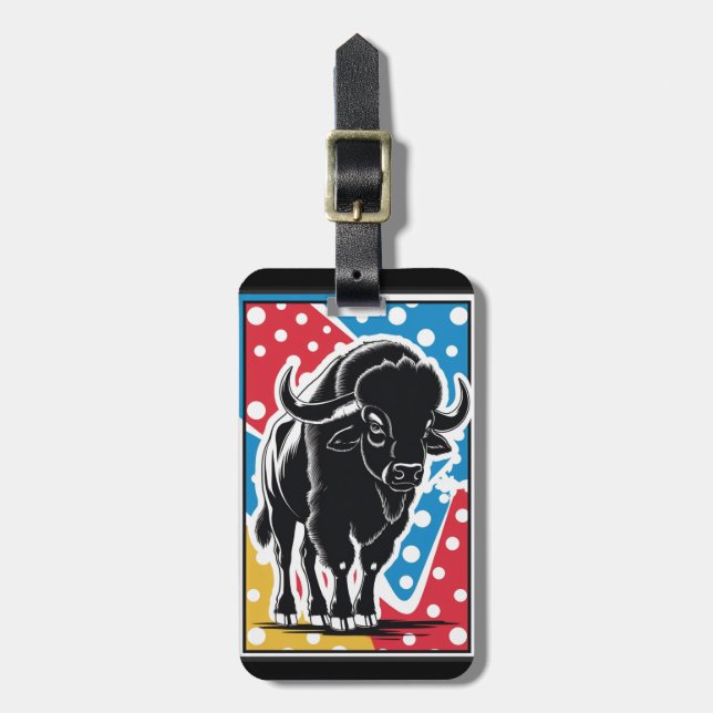 Bison - Buffalo Pop Art Vintage Retro Bagagebricka (Vertikal Framsida)