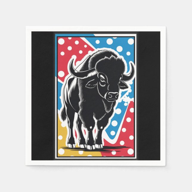 Bison - Buffalo Pop Art Vintage Retro Pappersservett (Framsidan)