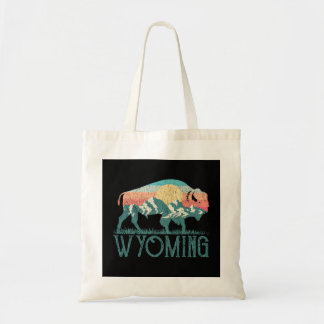 Bison Buffalo Retro Berg WY Wyoming Långärmad Tygkasse