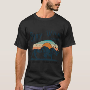 Bison Buffalo Retro Mountain Outdoor Wilderness Ad T Shirt