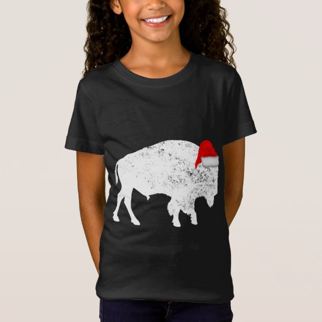 Bison Buffalo Santa Hat - jul Pajama T Shirt (Framsida)