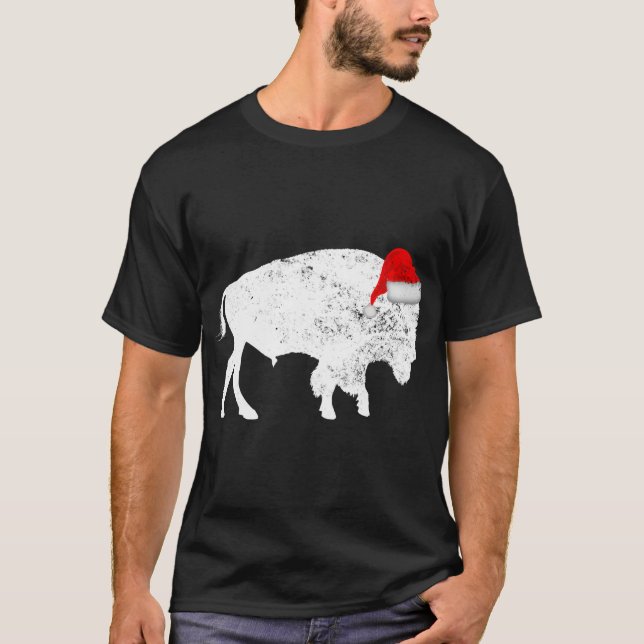 Bison Buffalo Santa Hat - jul Pajama T Shirt (Framsida)