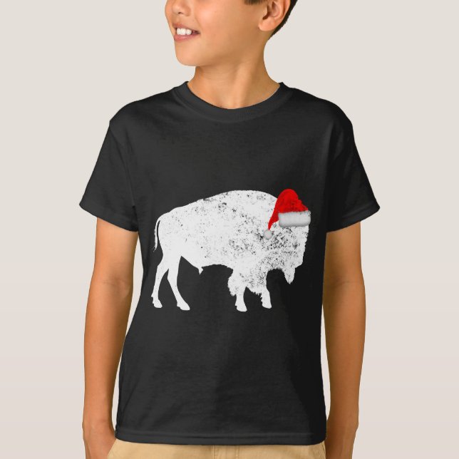 Bison Buffalo Santa Hat - jul Pajama T Shirt (Framsida)