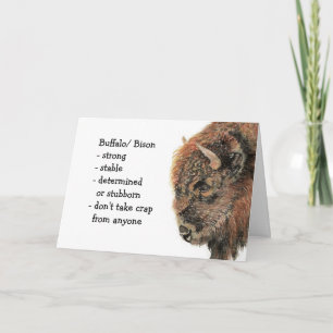 Bison Buffalo Totem, Animal Guide Funny Birthday Kort