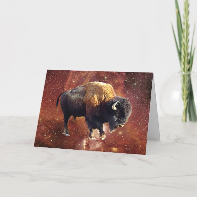 Bison Buffalo Wildlife Rymden Greeting Card Kort (Framsida)