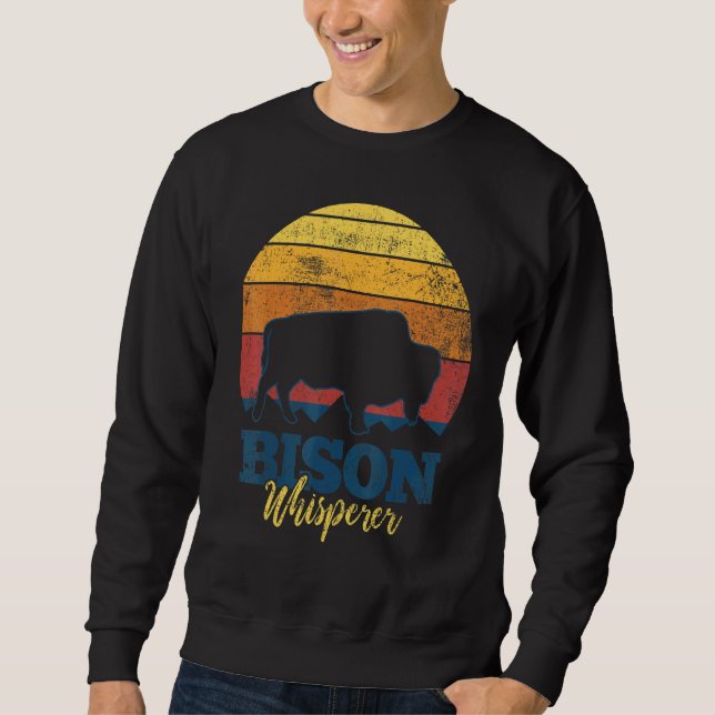 Bison Buffalo Wisent Lång Ärmad Tröja (Framsida)