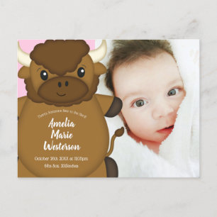 Bison Buffel Barnkalas Rosa Vykort