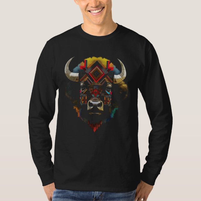 Bison colourful - art animals zoo artwork bison t shirt (Framsida)