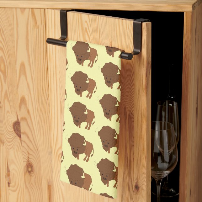 Bison Design Alla Färger Bakgrund Kökshandduk (Thirds Fold)