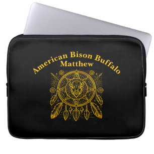 Bison-design med fjädrar och geometriska mönster laptop fodral