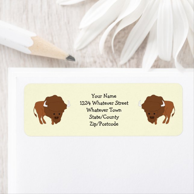 Bison Design Return Address Returadress Etikett (Insitu)