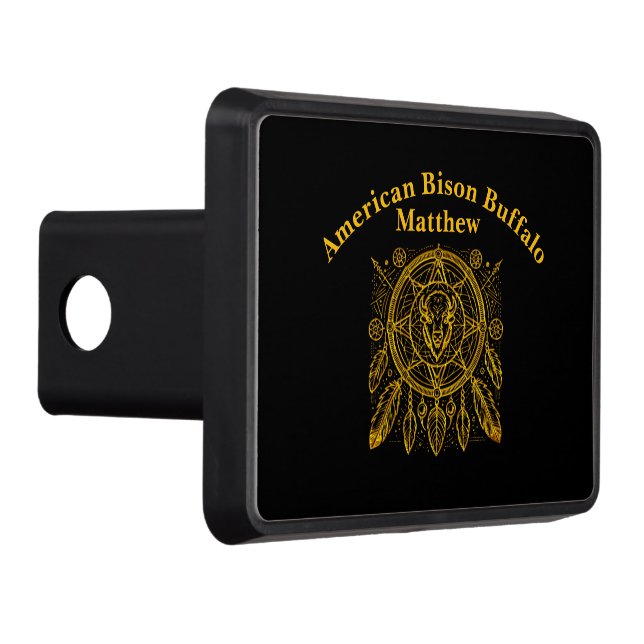 Bison Design with Feathers and Geometric Mönster Dragkroksskydd (Höger)