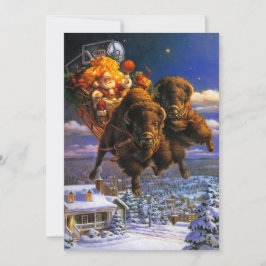Bison drar julkort med Tomte Klaus