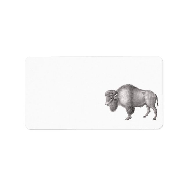 Bison eller Buffalo Antique-utskrift Adressetikett (Framsidan)
