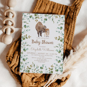 Bison Gender Neutral Baby Shower Inbjudningar