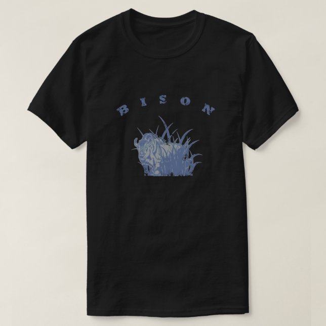 BISON - grafisk amerikanbuffelLite blått Tee Shirt (Design framsida)