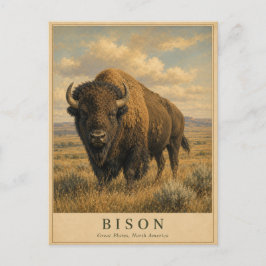 Bison Great Plains VINTAGE Vykort