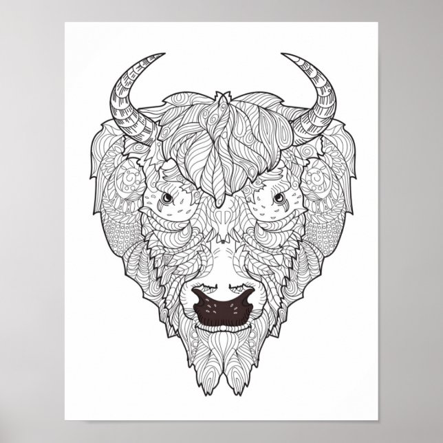 Bison Head Doodle 2 Poster (Framsidan)