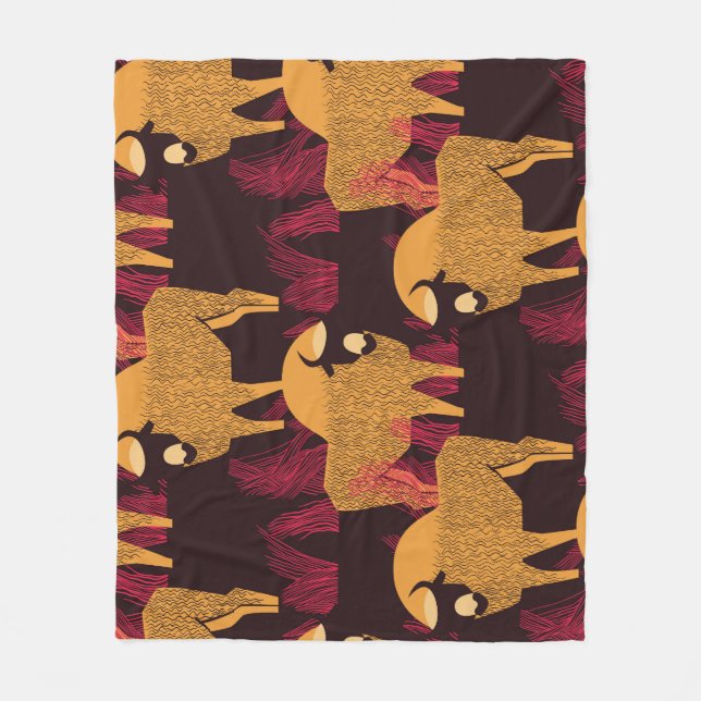 Bison High Grass: Fält Mönster. Fleecefilt (Framsidan)