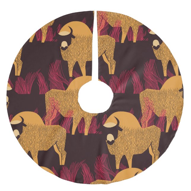 Bison High Grass: Fält Mönster. Julgransmatta Borstad Polyester (Framsidan)