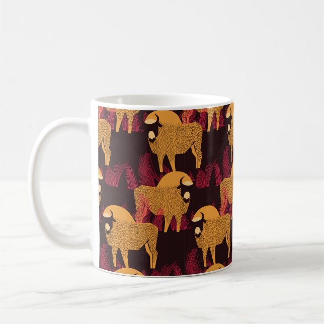 Bison i en fält i högsjölöst mönster kaffemugg (Vänster)