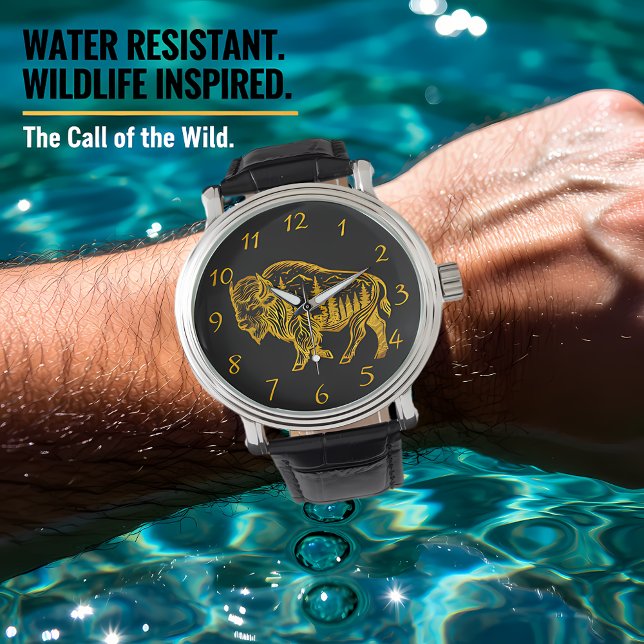 Bison i en skogsbild armbandsur (Skapare uppladdad)