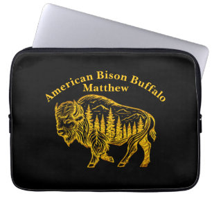 Bison i en skogsillustration laptop fodral