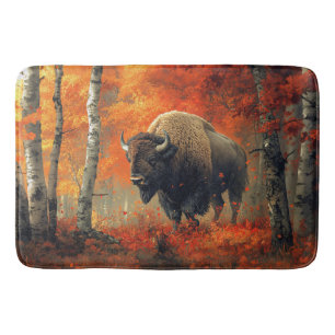Bison i Skogen-teckningen hösten Badrumsmatta