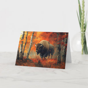 Bison i Skogen-teckningen hösten Kort