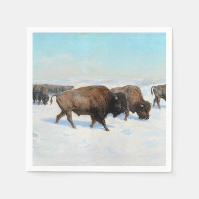 Bison i Snö (av Rosa Bonheur) Pappersservett (Framsidan)