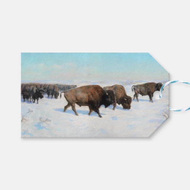 Bison i Snö (av Rosa Bonheur) Presentetikett (Framsidan (Horisontell))