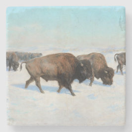 Bison i Snö (av Rosa Bonheur) Stenunderlägg