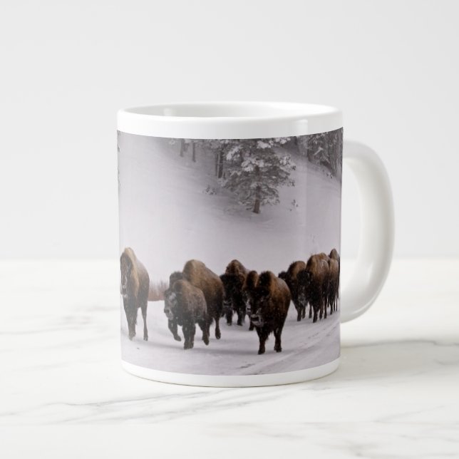 Bison i vinter jumbo mugg (Framsida höger)