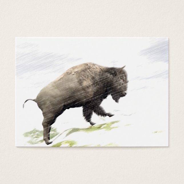 Bison i vinterstormen visitkort (Framsidan)