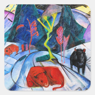 Bison i Winter av Franz Marc Marc Fyrkantigt Klistermärke