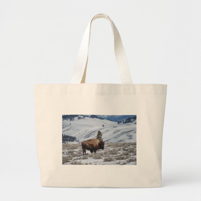 Bison i Winter Mountains of Yellowstone Jumbo Tygkasse (Framsidan)