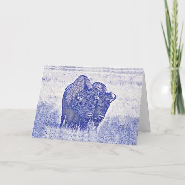 Bison in Yellowstone National Park, Note Card Anteckningskort (Framsida)