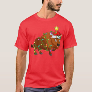 Bison Lighting Julafton Träd Matching Bison-jul T Shirt