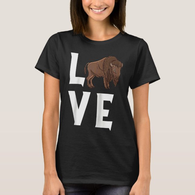 Bison Love Cow Buffalo National Park Western Wildl T Shirt (Framsida)