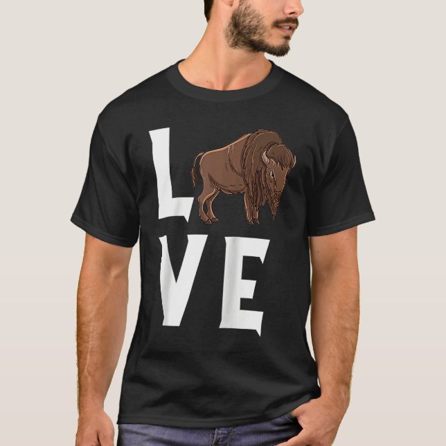 Bison Love Cow Buffalo National Park Western Wildl T Shirt (Framsida)