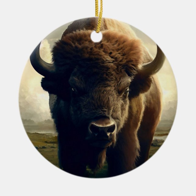Bison-målning Julgransprydnad Keramik (Framsidan)