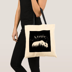 Bison Måne Wood Stars Galaxy Grått Trekking Travel Tygkasse