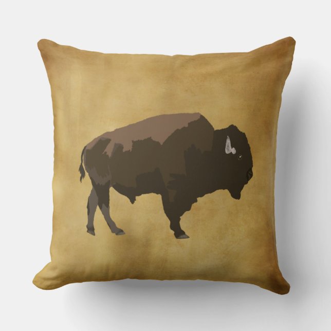 Bison | Mighty American Buffalo | Tatanka Teckning Kudde (Framsida)