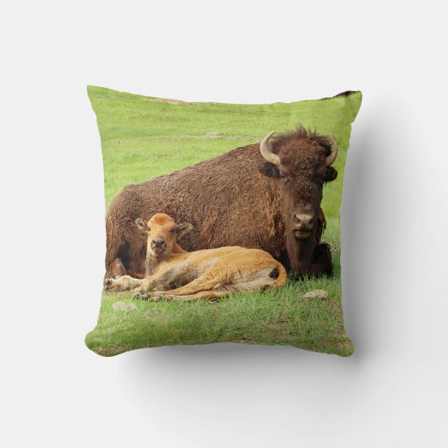 Bison Mor och Kalv Kuddvar Kudde (Framsida)