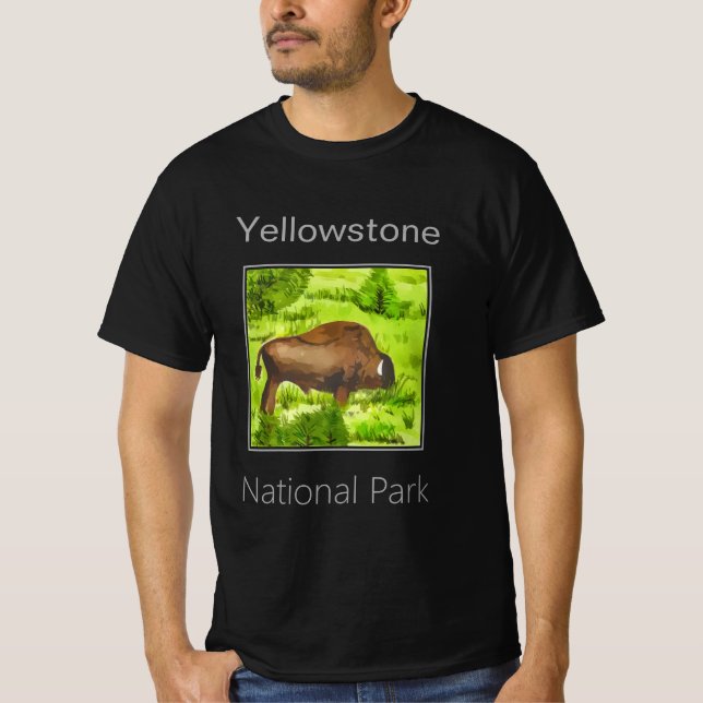 Bison, nationalparken Yellowstone T Shirt (Framsida)