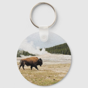 Bison och Gamla Faithful Nyckelring