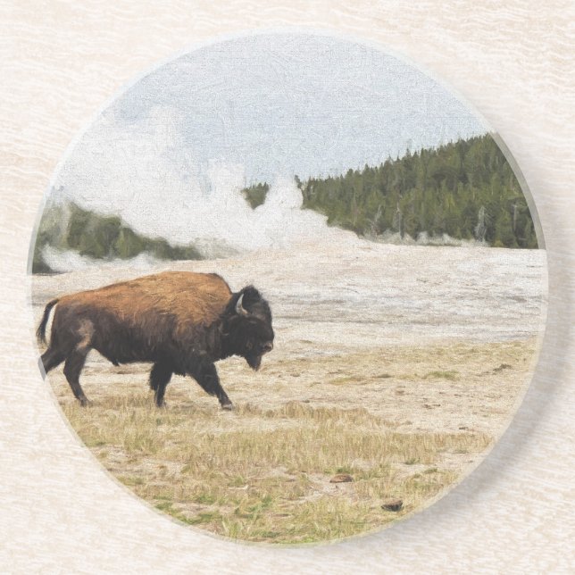 Bison och Gamla Faithful Underlägg (Framsidan)
