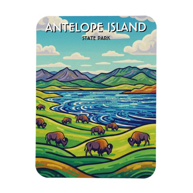 Bison på Antelope Island State Park Utah Magnet (Vertikal)
