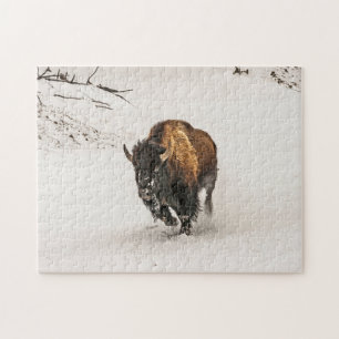 Bison Plodding through Snö - 252 biet Pussel