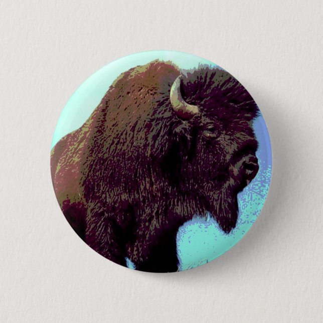 Bison Pop Art Knapp (Framsida)